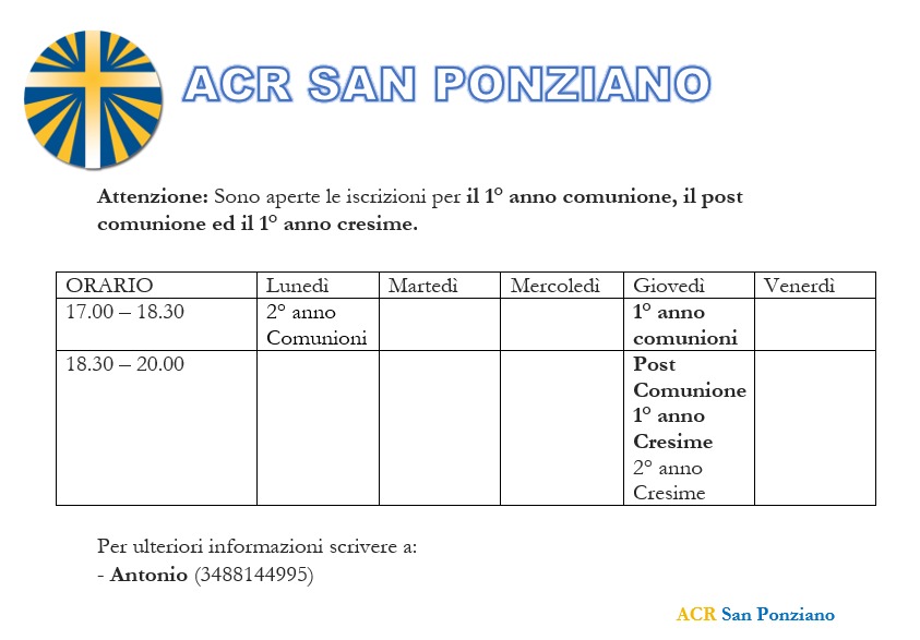 Iscrizioni catechismo ACR 2024