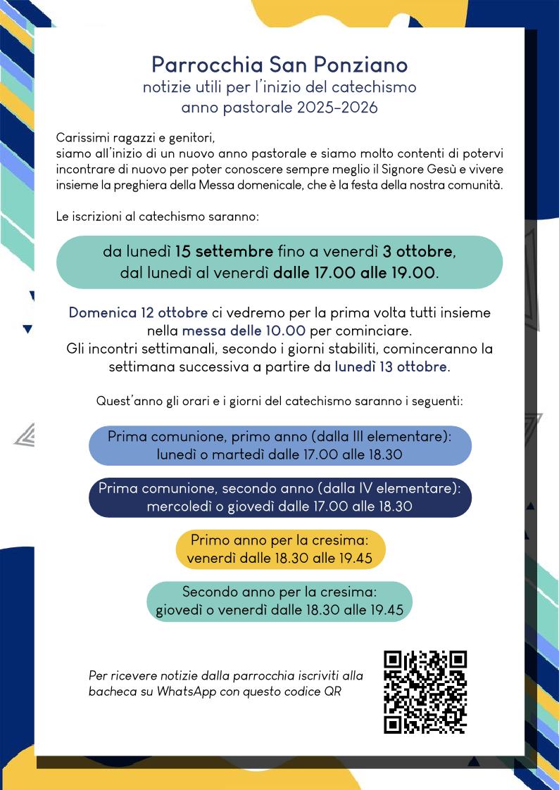Locandina iscrizioni catechismo 2025-2026