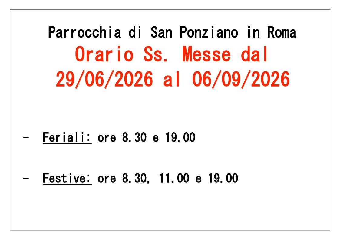 Orario estivo Messe 2026