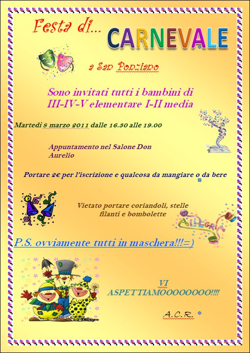 locandina festa carnevale